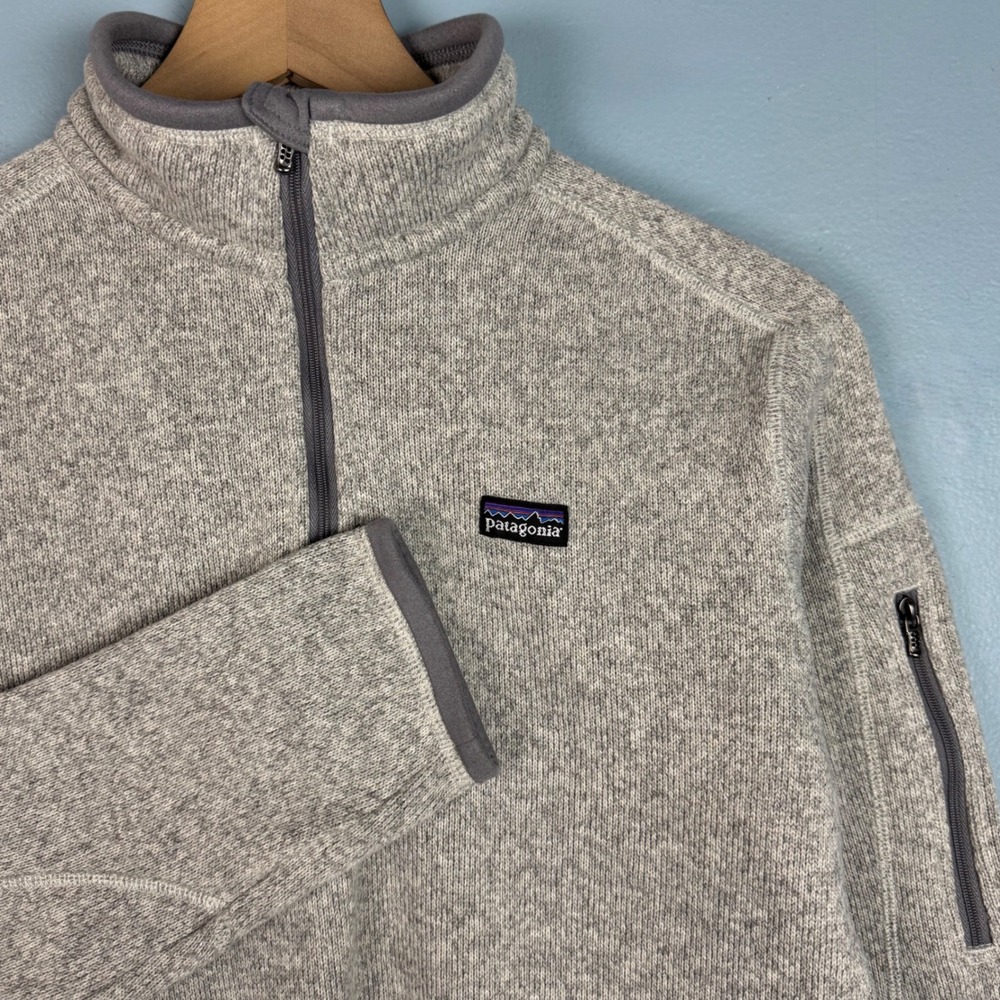 Patagonia Better Sweater Women's‎ Medium Gray Cream Fleece Pullover Quarter Zip
